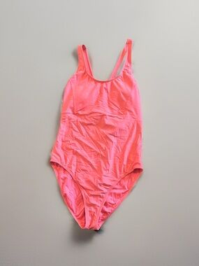 Lolë Coral Pink One Piece Swimsuit Built-In Cups Crossback V-Neck SZ 6